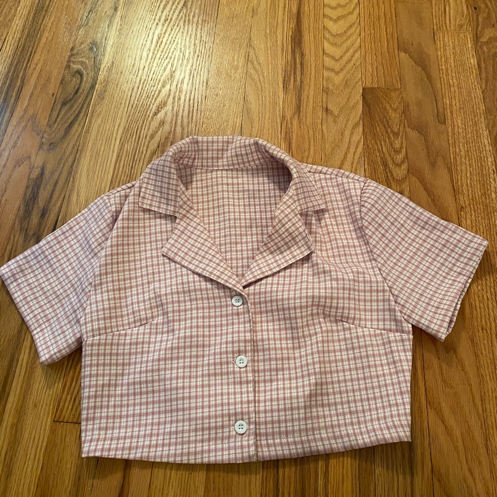Pink & orange checkered top